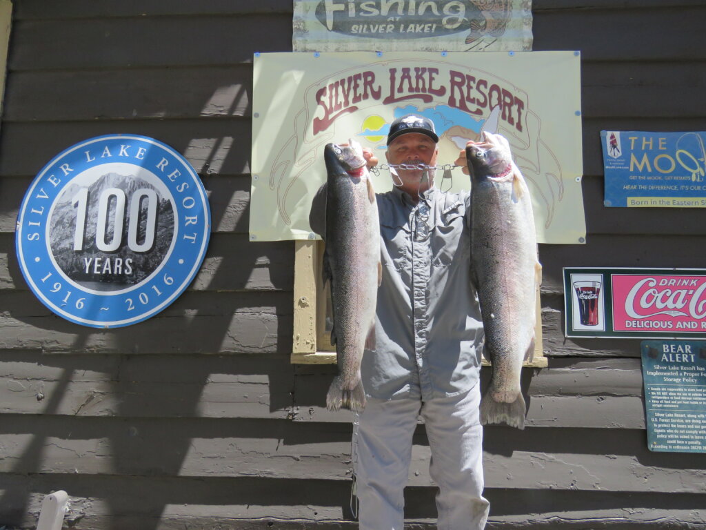 Rob Tompkins of Templeton with a 5# 3oz and 4# 2oz Rainbow